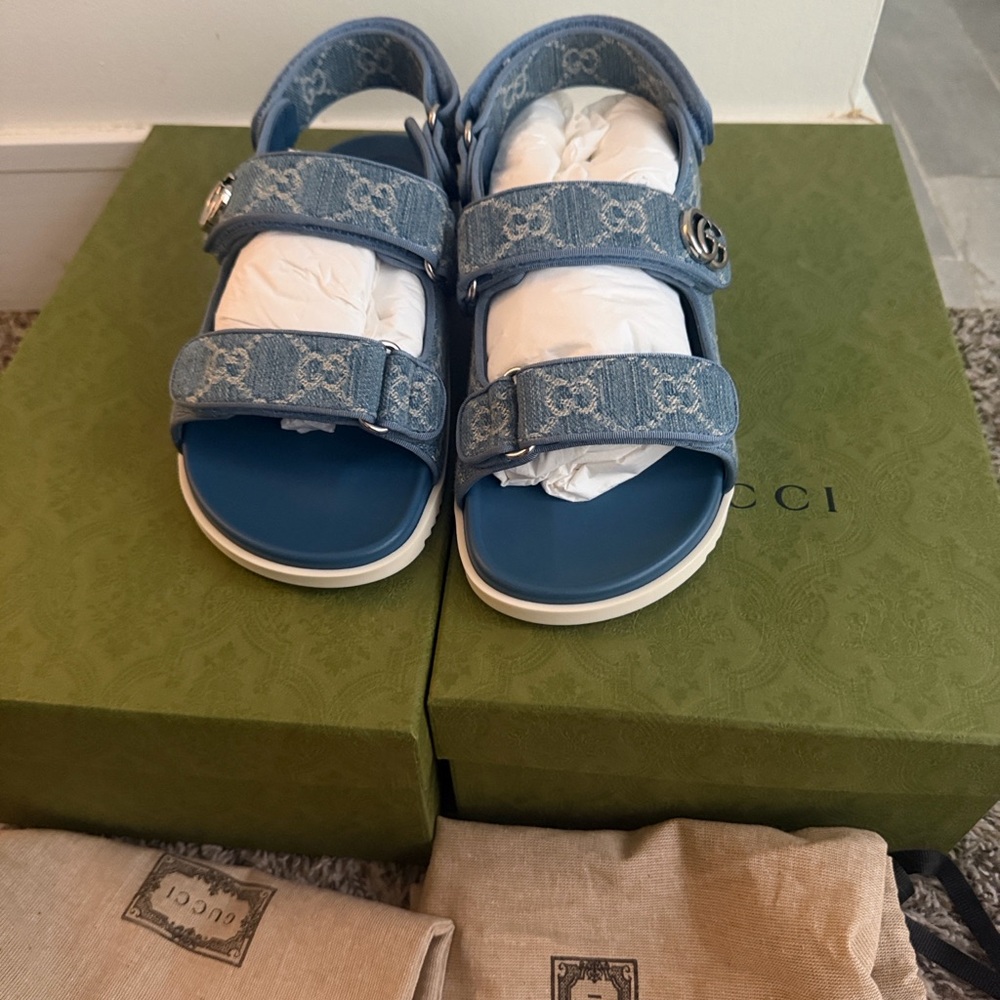 Gucci Blue Denim Sandals - Picture 2 of 3